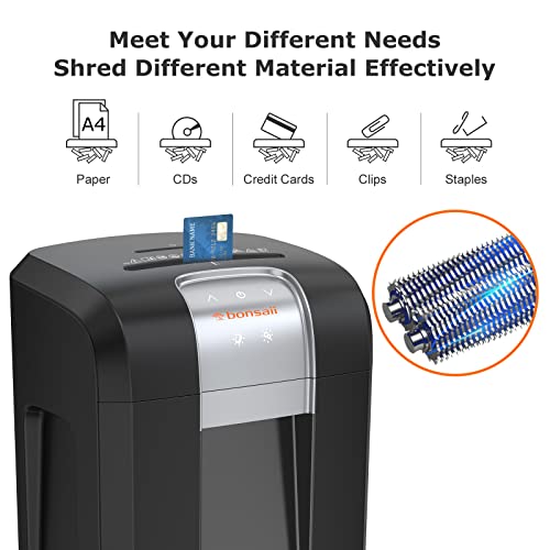 Bonsaii 20 Sheet Office Paper Shredder, 120-Minute Cross-Cut Heavy Duty Shredders Also Shreds Cd/Credit Card, Commercial Shredder With 8-Gal Pullout Basket, Jam Proof & 4 Casters, Black (3S30 Upgrade) #TOP2