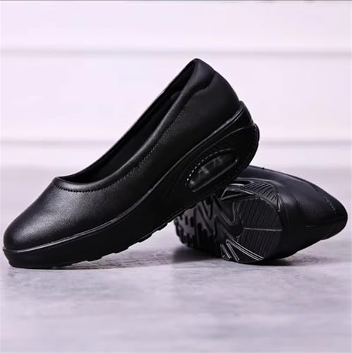 CLSQLXYJZC Women's Slip-On Non-Slip Platform Wedges Orthotic Leather Nursing Shoes, Comfortable Working Air Cushion Nurse Shoes, for Medical Workers, Doctors, Healthcare Providers 5