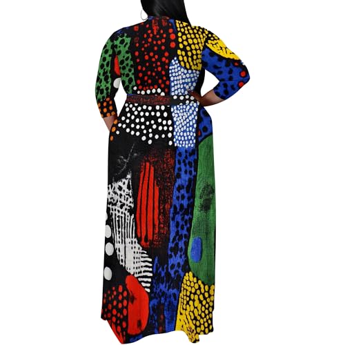 Image of SUZONANA Women's Plus Size Maxi Dresses Casual Loose Short Sleeve Long Maxi Dress with Belt Wedding
