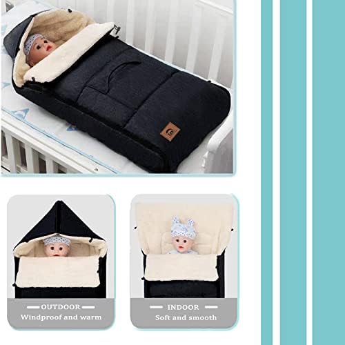 EAQ Cosytoes Footmuff Baby footmuff Fleece Lined Cosytoes Warm Washable Sleeping Bag Universal Pushchair Footmuff (Black)