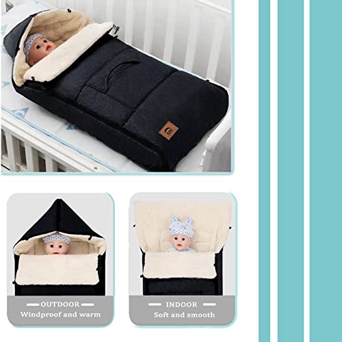 Eaq Universal Winter Warm Baby Stroller Footmuff,Muti Use Bunting Bag, Fleece Lined Washable Outdoor Sleeping Bag For Baby（Black） #TOP2