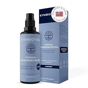 CYMBIOTIKA Topical Magnesium Oil Spray for Body, USA Made, Supplement for Leg Cramps, Muscle, Joint Health & Sleep Support, Includes Magnesium Chloride, Lavender Extract, Aloe Vera – Skin Applicator