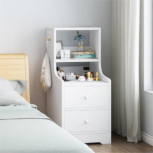 Gdrasuya10 White Dresser Nightstand, 2 Drawers Bedside Table for Bedroom Dispaly Open Shelves Modern White Furniture for Home Study Room
