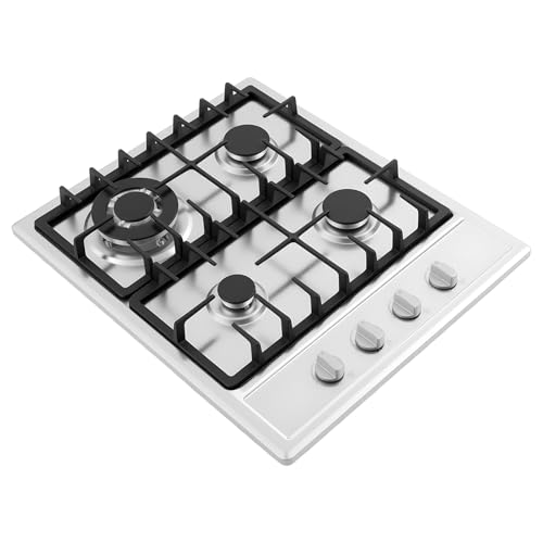 Cocina de gas integrada, 4 quemadores, gas Stove, acero inoxidable, cocina de gas natural, fijación multiángulo, interruptor giratorio, placa de gas, cocina empotrable