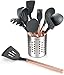 Silicone Cooking Utensils Set,Kitchen Utensil Set-10 PCS Rose Gold Stainless Steel Handle,Kitchen Utensil Set With Holder Nonstick Cookware - BPA Free-Kitchen Tool Set for Gift