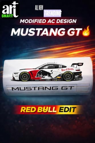 Image of Art Smart Mustang GT Racing Car Air Conditioner Sticker, High Quality Vinyl, HD Gloss Finish, 24 Inches, for Indoor (White)