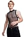 WDIRARA Men's Fishnet Mesh Mock Neck Tank Tops Sleeveless Tee Tops Bodysuit Black S