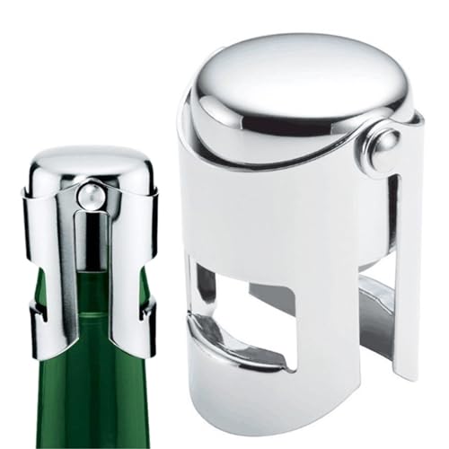 XIAOJING0 1 Pieza Tapones de Champán de Acero Inoxidable Pulido Sellados al Vacío Champagne Pressure Stopper Presión Evitar Fugas y Mantenerse Fresco para Botellas de Vino Espumoso