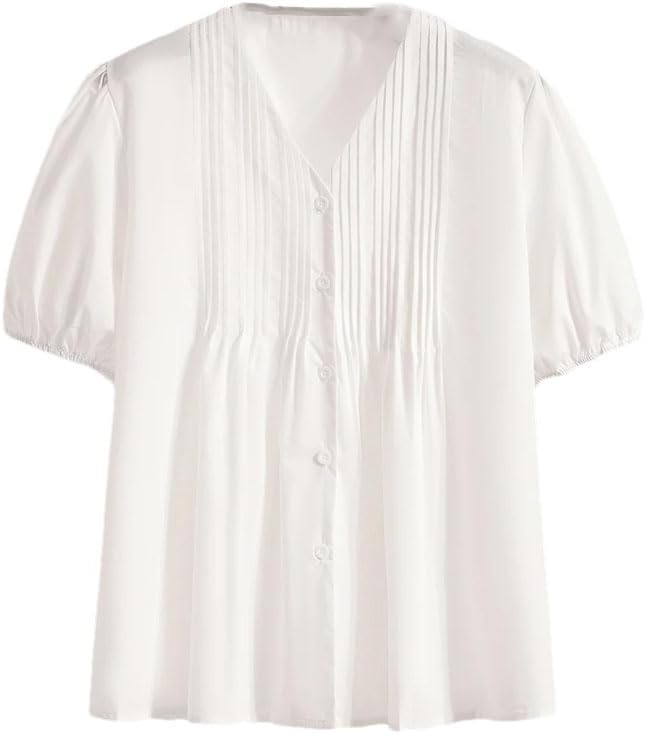 Women's Short-Sleeved Loose V-Neck Shirt