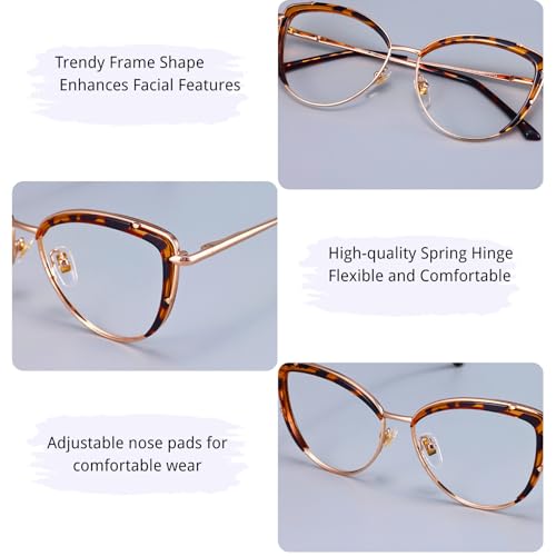Image of Firmoo Blue Light Blocking Glasses,Anti Eye Strain Anti Headache UV Cut, Cateye Computer Reading Glasses with magnification