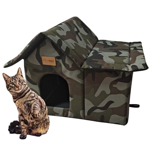 Casetta per gatti per esterni, resistente alle intemperie, per gatti, per esterni, pieghevole, morbida e calda, per animali domestici randagi, per cani di piccola taglia, 54 x 45 x 38 cm