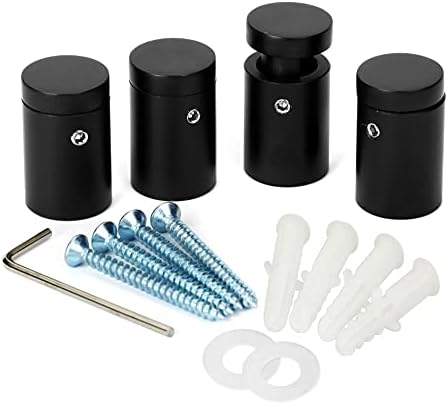 TOPNIKE Side Clamp Standoffs 3/4" x 1" Black Aluminum, Edge Grip Standoffs for Glass, Burglarproof Sign Standoff, Standoffs Hardware, for Acrylic, Glass, PVC, Glass Panel with 2pcs Spacers, Pack of 4