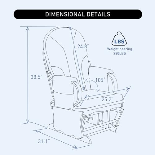 Image of Velvet Recliner Glider with Ottoman, Push Back Recliner with High-Density Foam, Silent Glide & Anti-Pinch Guardrail for Nursery, Easy 3-Step Assembly, 280LBS (Navy Blue)