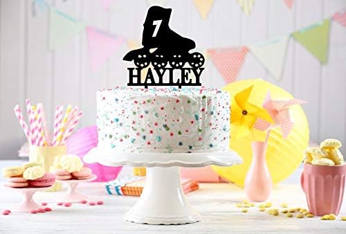 Roller Skate Personalized Age And Name Birthday Cake Topper, Funny Cake Topper,Party Event Favors Decorations
