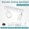 Seruno X 2 Way Ceiling Light Bar, Adjustable GU10 Spotlight Metal White, Modern Industrial Ceiling Lights for Kitchen Bedroom Living Room Hallway Dining Room, Bulb Not Included #3