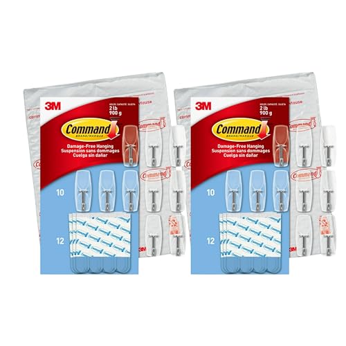 Command Clear Medium Wire Toggle Hooks 20 Hooks and 24 Strips Holds Up to 2 lb Each Damage-Free Hanging for Stockings Ornaments Garland Keys Holiday Decor