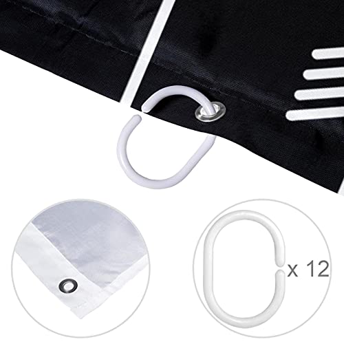 Rideau de douche fond noir motif géométrique flèche 183cm