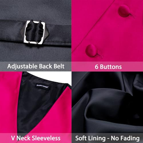 Image of Barry.Wang Mens Suit Vest Paisley /Flower Silk Jacquard Waistcoat Ties Set Formal /Leisure 5PCS