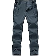 Gopune Men's Snow Ski Waterproof Softshell Pants Outdoor Windproof Warm Hiking Insulated Pants