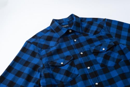 Snap Buttons Flannel Shirts for Men Regular Fit Mens Long Sleeve Shirt3