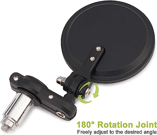 Dkmotork 001-B Cafe Racer Mirrors Foldable Motorcycle Bar End Rear View Side Mirrors Black For 7/8’’ Handlebars Compatible With Street Bikes Sports Scooter Chopper Cruiser #TOP1