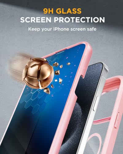 Image of Miracase for iPhone 15 Pro Case 6.1'',with Private Screen Protector,Pink