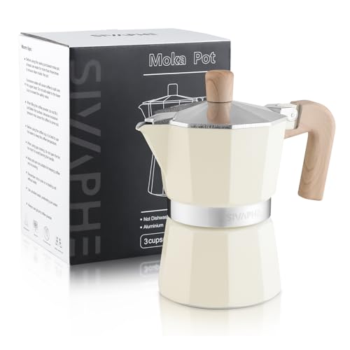 Sivaphe Aluminum Moka Pot 3 Espresso Cups, Percolator Espresso and