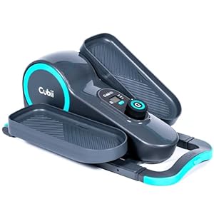 Cubii GO Aqua – Compact Whisper Quiet Under Desk Elliptical with LCD Monitor, Adjustable Resistance, Portable Design with Telescopic Handle & Wheels