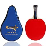 Portzon Ping Pong Paddle Advanced Training Table Tennis Racket, with Soft Sponge Rubber Carrying Case for Training Recreational Play, Beginner, Single