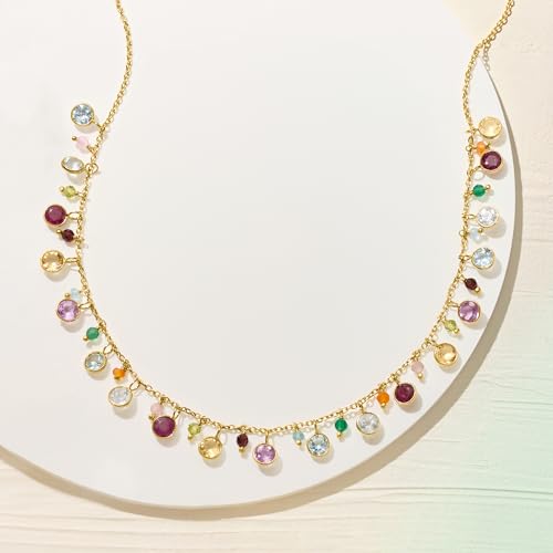 Ross-Simons 12.40 ct. t.w. Multi-Gemstone Necklace in 18kt Gold Over Sterling. 18 inches4