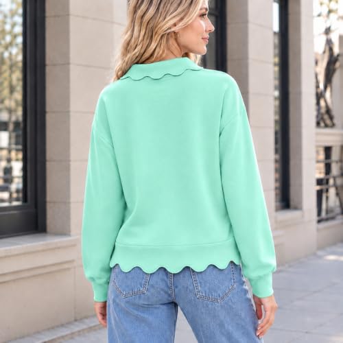 HswsEJ Scalloped Tunic Sweatshirt Button Collard Womens Fall Sweatshirts - image 6