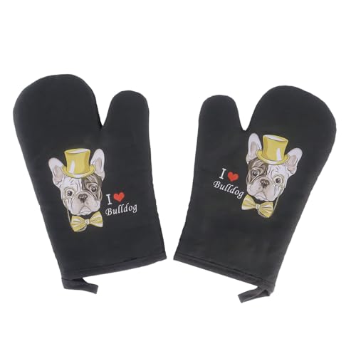 Wznnlt Oven Gloves Heat Resistant Oven Mitt & Potholder for Home Cooking French Bulldog Printed Black