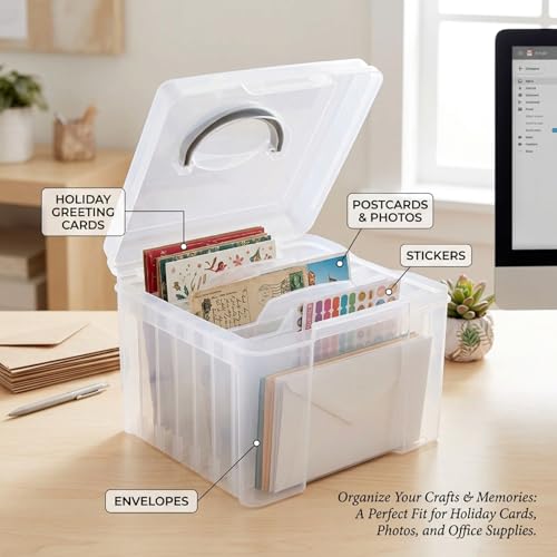 Contenedor de plástico transparente con divisores para proteger fotografías 5