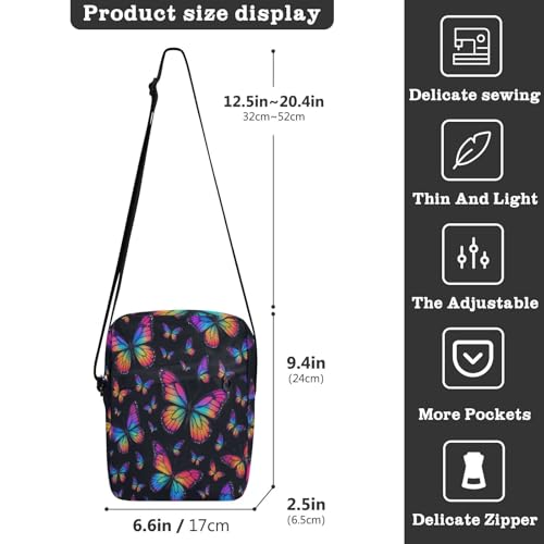 messenger bag for women crossbody bag men Lady Shoulder Handbags Adjustable Strap for Travel Travel- Butterfly Pattern - Large and Small Variations3