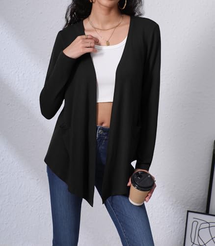 HIYIYEZI Cardigans for Women Casual Long Sleeve Open Front Cardigans with Pockets4