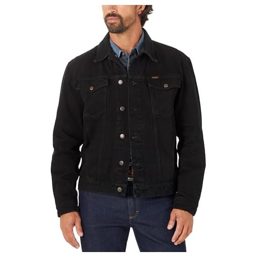Wrangler Jaqueta jeans masculina estilo caubói sem forro, Sombra preta, P