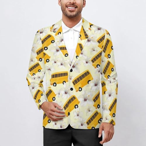School Bus Hawaiian Men's Suits Dress Business Formal Suit Print Jackets Coat For Wedding Party2