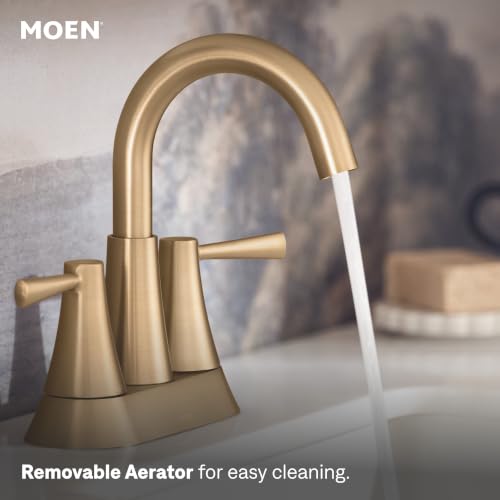 Image of Moen 84022BZG Ronan 2-Handle Centerset Bath Faucet, Gold | Push-Down Drain