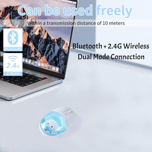 Image of Bluetooth Wireless Mouse,Creative Floating Cartoon Dog Animal Mice,RGB Backlit Rechargeable Triple Mode(Dual Bluetooth+USB) Computer Silent Mouse with USB Receiver for Laptop /MacBook /iPad /PC-Blue