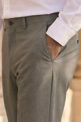 Image of Louis Philippe Men's Regular Fit Everyday Smart Wear Comfort Stretch Work Ready Solid Formal Trouser