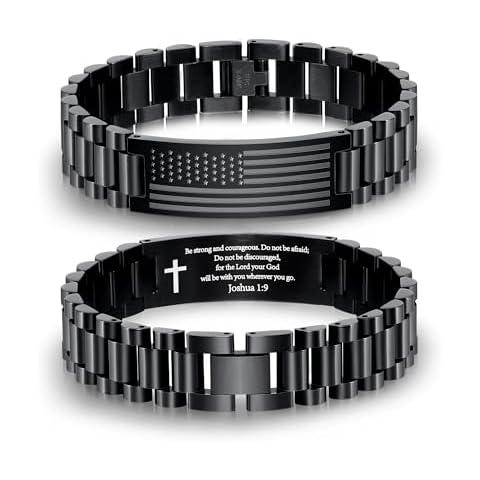 P.BLAKE Engraved American Flag Bracelet Cover