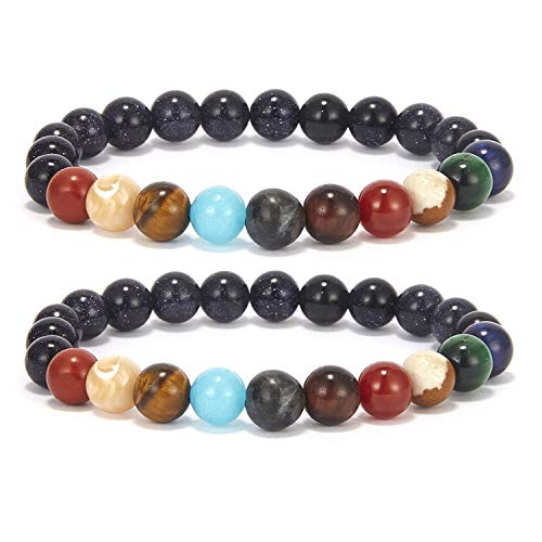 7 Chakra Healing Crystals Bracelet, Natural Gemstone Yoga Stone Beads Bracelets Meditation Relax Anxiety Bangle for Women Girls Mens (B)