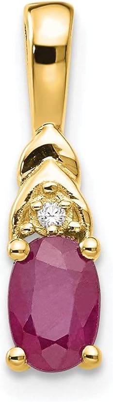 Diamond2Deal 14k Yellow Gold Oval Cut Ruby and Diamond Accent Pendant (0.55cttw L- 16 mm W- 4 mm)