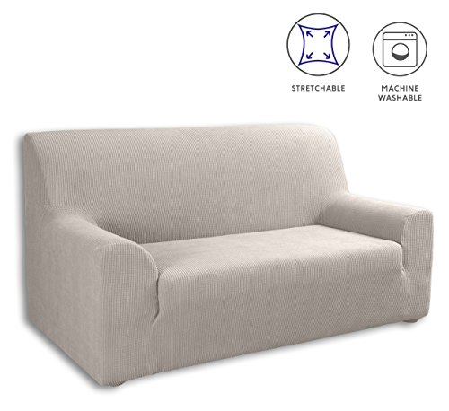 Tural – Funda de Sofá Elástica modelo 'la Valeta', color Beige. 2 Plazas (130-160cm). Disponible en varios colores y medidas.