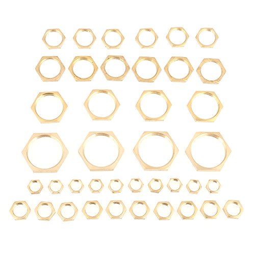 Gold Thin Nut Brass Lock Nut Assortment 40pcs Assorted G1/8 G1/4 G3/8 G1/2 G3/4 G1 Thread Pipe Fitting Brass Hex Lock Nuts Thin Nut