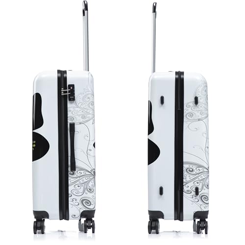 Image of InUSA Butterfly Print Luggage with Spinner Wheels | Durable Lightweight Hardside Suitcase | Travel Bag with Handle and Trolley | 28-Inch Large Checked luggage