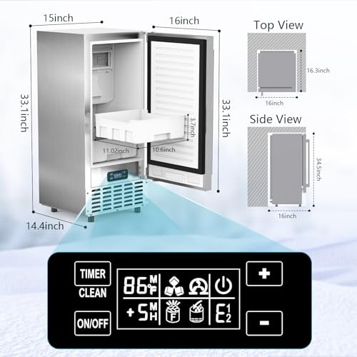 Fabricadora de hielo nugget Joy Pebble 66 lbs/día acero miniatura 6