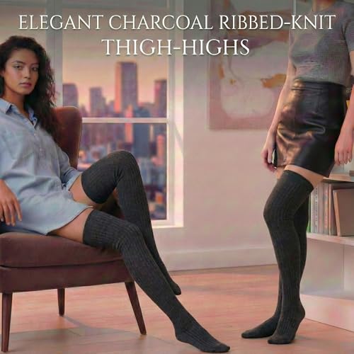 Image of Kraptick Women's Ribbed Thigh High Socks - Soft Stretchable Knit Over the Knee Socks for Winter, Casual & Layered Wear