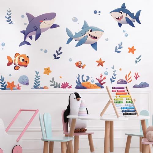 Vinilo decorativo infantil de tiburones marinos miniatura 3