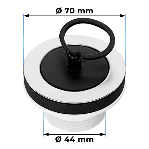 AQUADE Ablaufventil Ablaufgarnitur 1 ½ x 30mm Ø 70mm mit Stopfen und Griffbügel Edelstahl für Spülbecken Waschbecken Küchenspüle Stöpsel Dusche Ablauf, Ø 70 mm